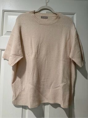 J.Crew 100% Lambswool Short Sleeve Sweater Cream Ivory XL